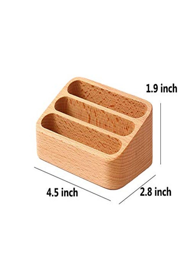 Sizikato Wooden Business Card Holder for Desk, 3 Card Slots Business Card Display Holder Stand - Image 2